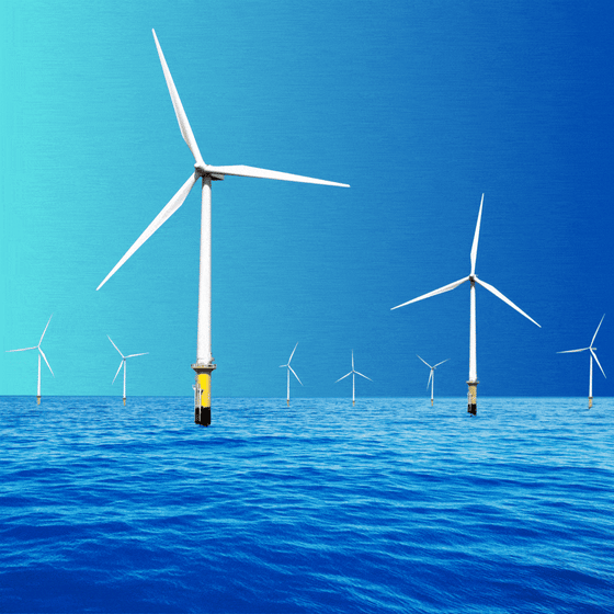 Wind turbines in the ocean.