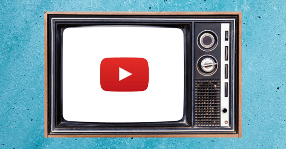 A TV set with the YouTube play icon in the center.
