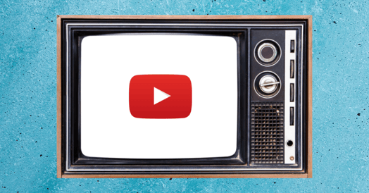 A TV set with the YouTube play icon in the center.