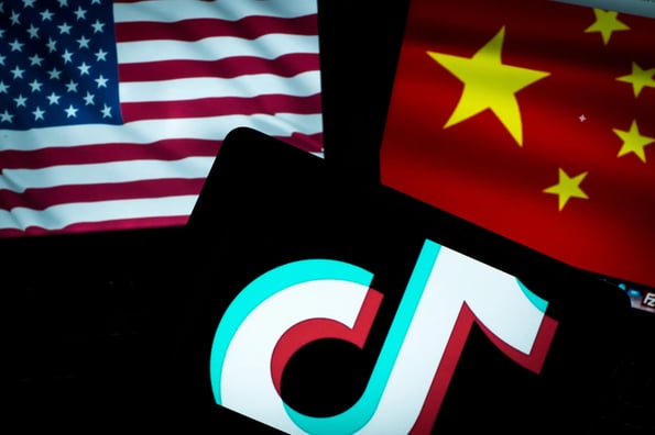 TikTok with U.S. and Chinese flags