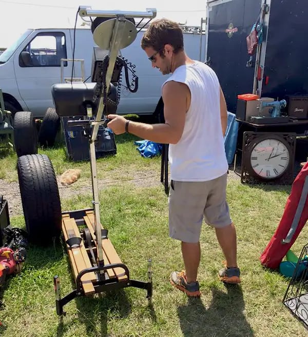 Rob inspecting some strange machine at a flea market in 2015 (Rob Stephenson / Flea Market Flipper)