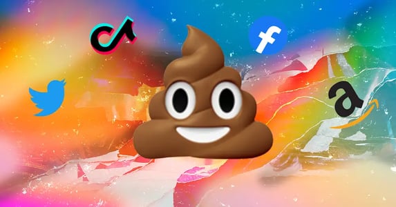 poo emoji and big tech logos