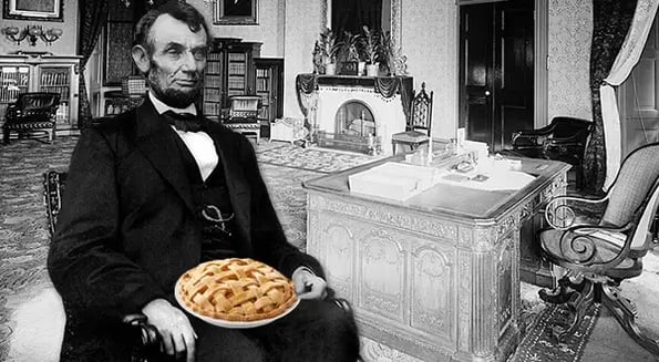 abe lincoln with a pie