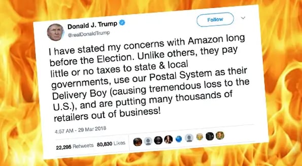 Amazon loses $31B after Trump targets them on Twitter over tax practices