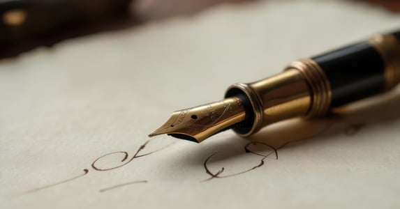 A gold-nibbed fountain pen