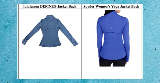 An image from Lululemon's lawsuit compares its women's jacket with Costco's.